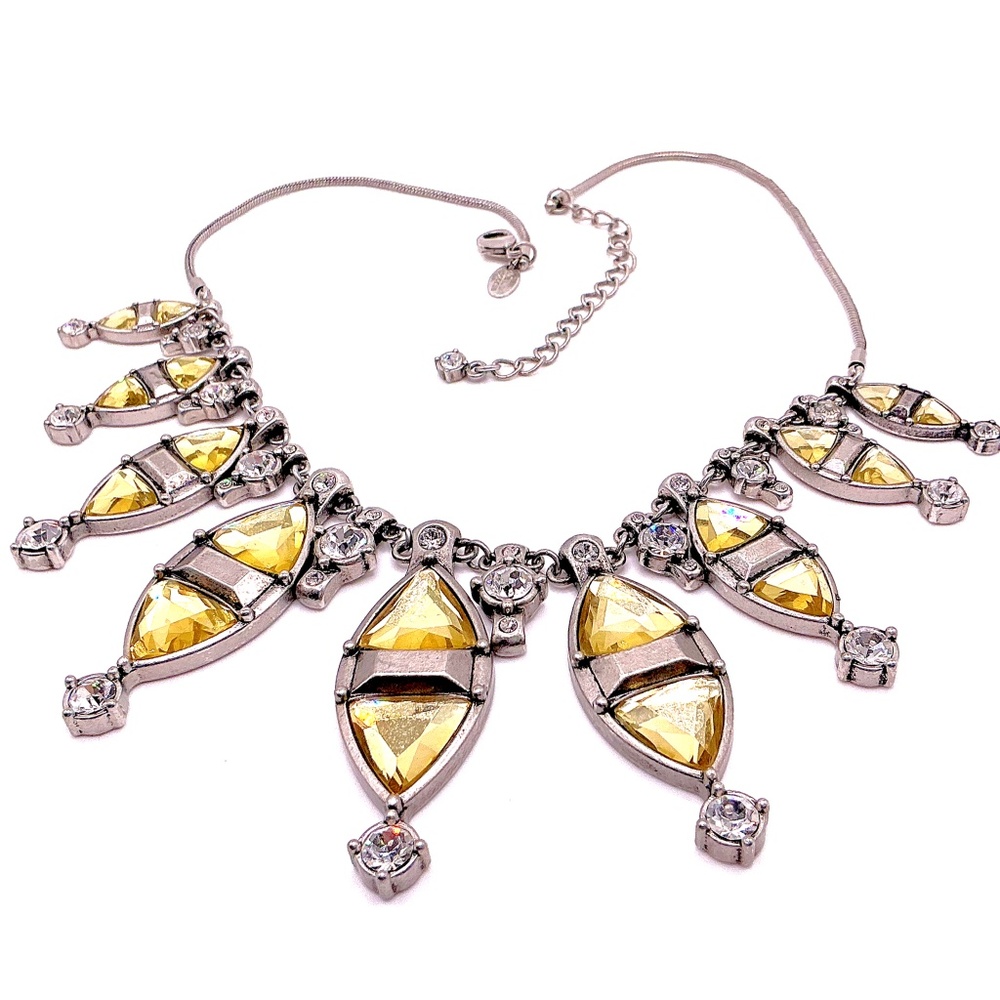 Vintage LIA SOPHIA Kiam Silver Tone Statement Necklace 18” With 3” Extender